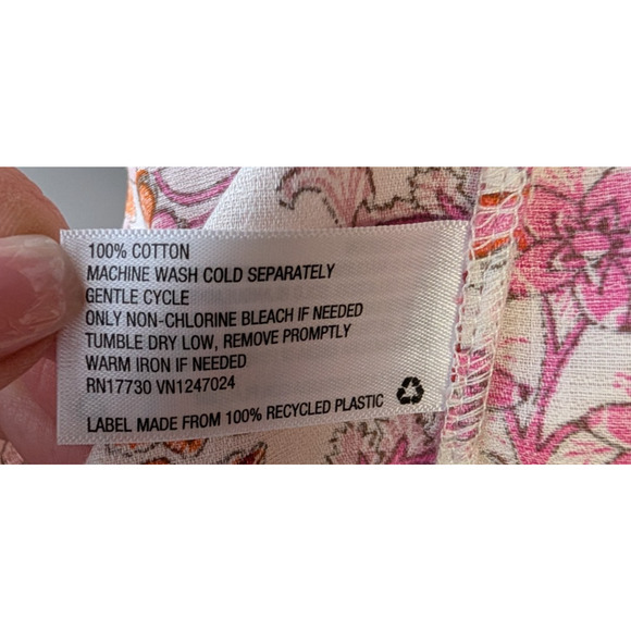 Knox Rose Boho Cottage Prairie Peasant Strawberry Floral Print Puff Sleeve Top L - Picture 9 of 10